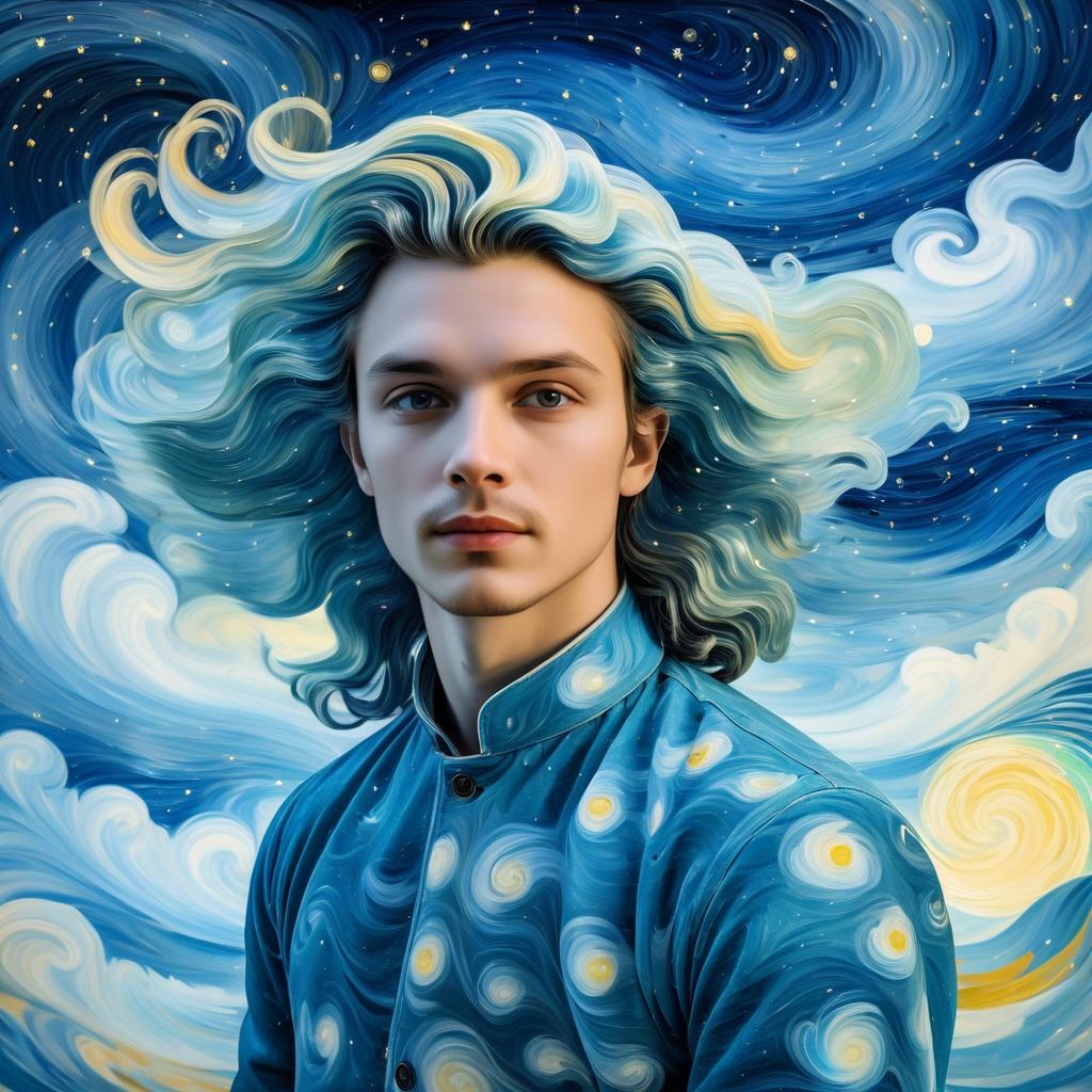 Starry Haired Portrait in Van Gogh Style