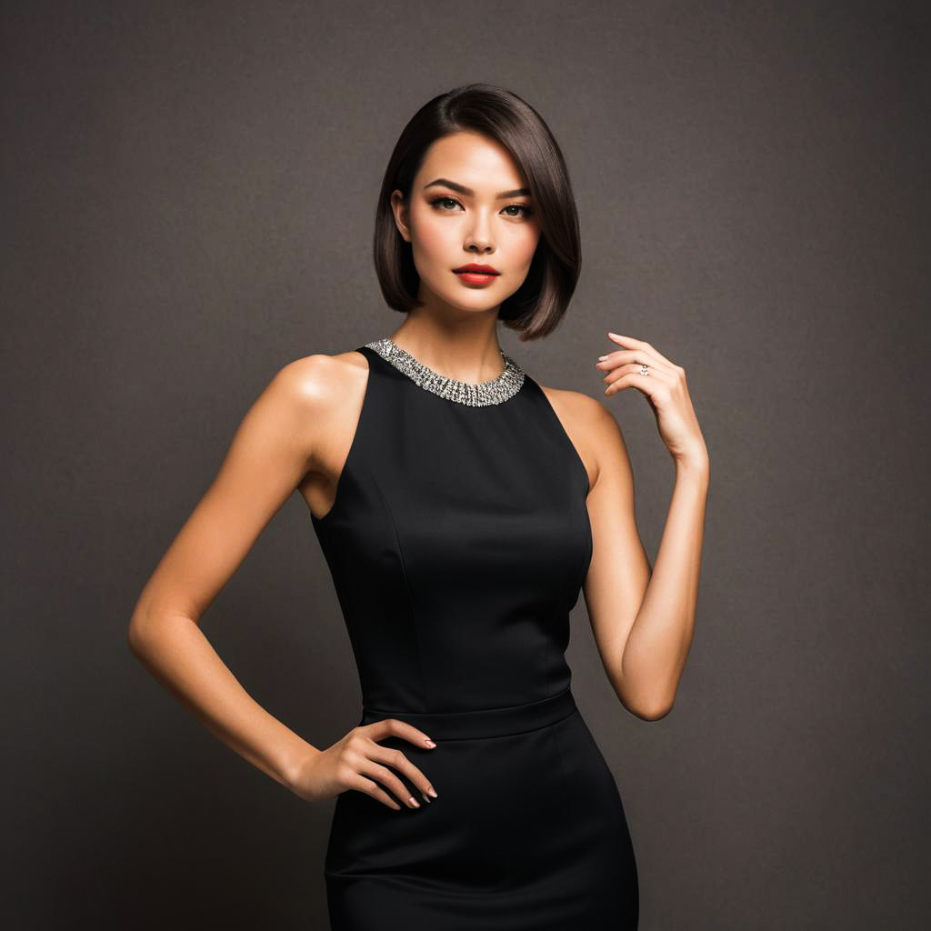 Confident Young Woman in Stylish Party Outfit