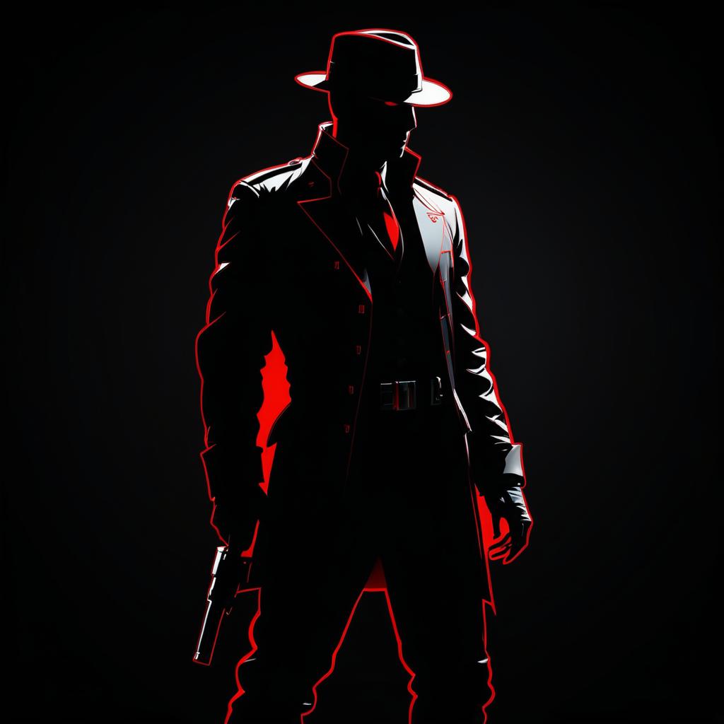 Shadow Art Spy Poster with Red Outline