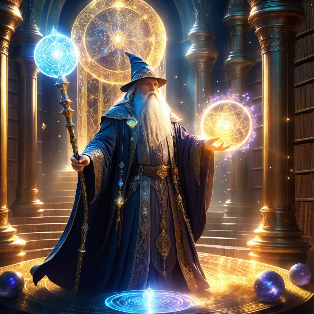 Epic Fantasy Wizard in Mystical Tower