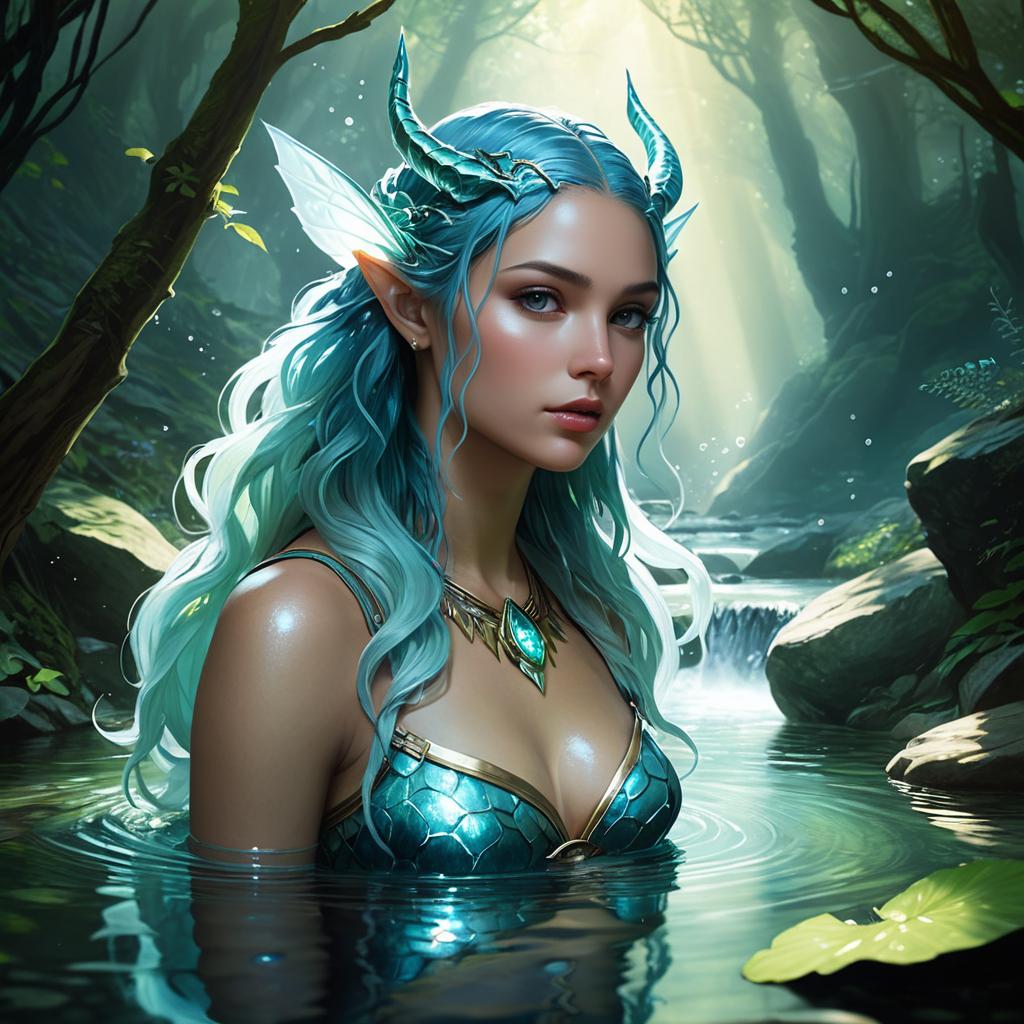 Enchanting Water Nymph with Beastly Traits