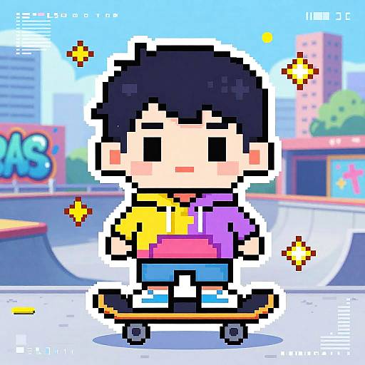 Pixel Art Chibi Skateboarder