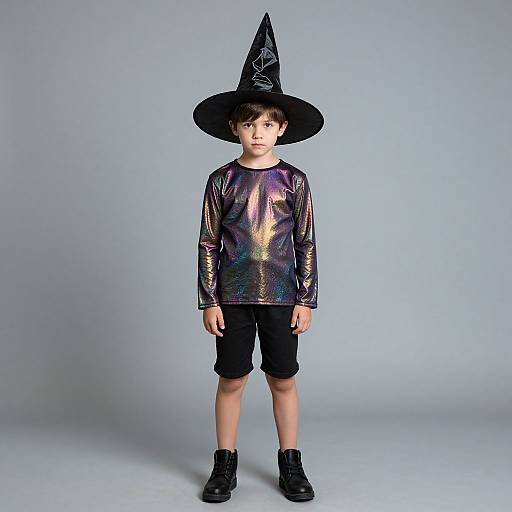 Iridescent Witch Costume Boy Portrait