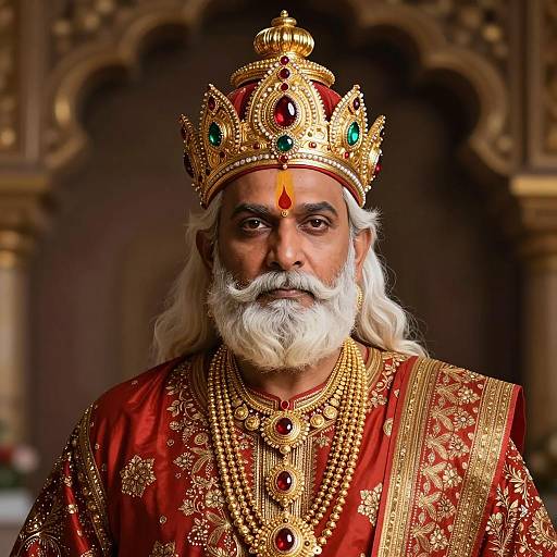 Elderly Indian King in Regal Costume