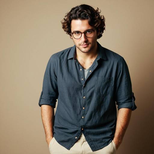 Young Man in Casual Outfit with Glasses
