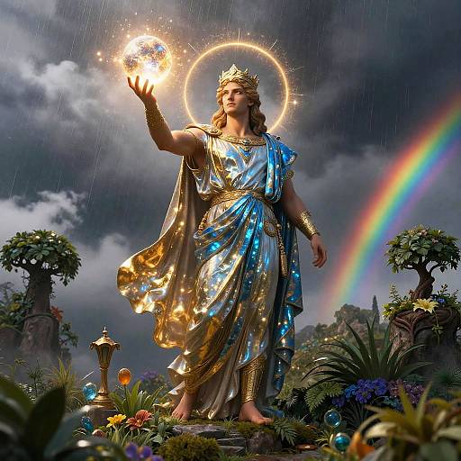 Ethereal Zeus Holding Celestial Orb