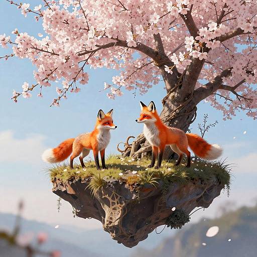 Celestial Foxes on Floating Islands