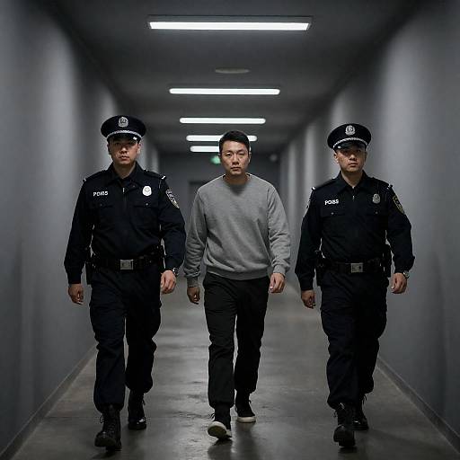 Intriguing Scene in a Dim Hallway