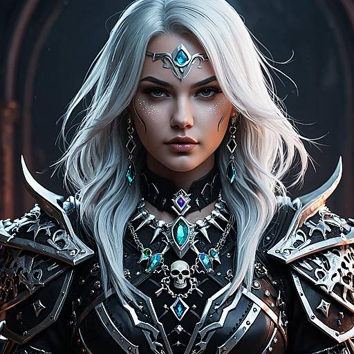 Female Necromancer in Dark Skeletal Armor