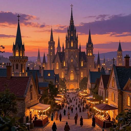 Enchanting Fantasy City Skyline at Dusk