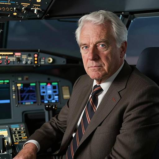 Serious Pilot in Cockpit Portrait