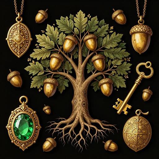 Medieval Tree with Golden Ornaments