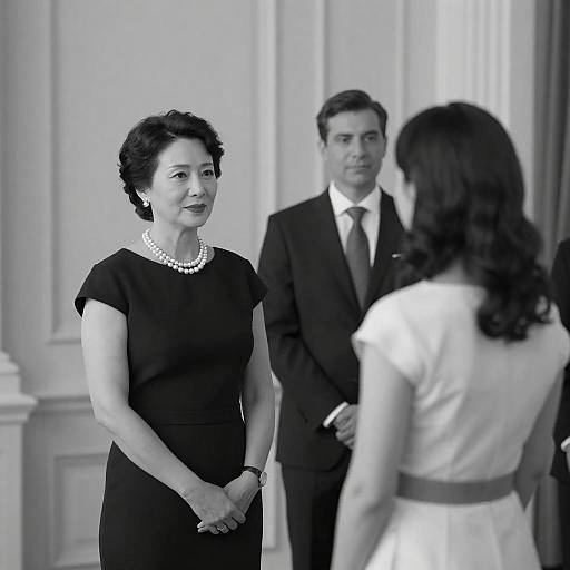 Vintage Black-and-White Formal Portrait Scene