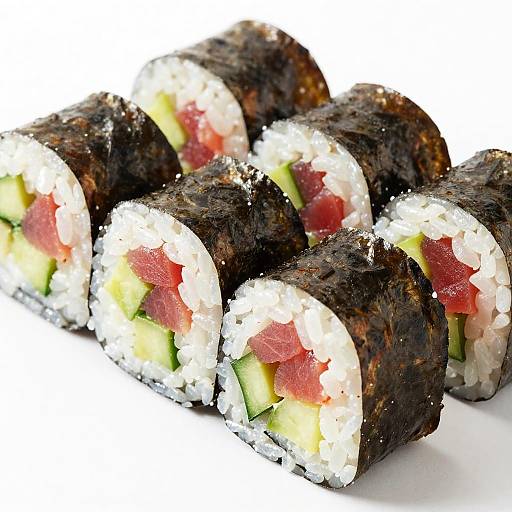 Vibrant Close-Up Sushi Rolls