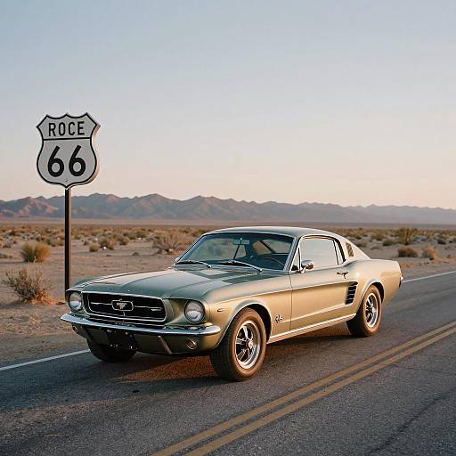 Vintage 1967 Ford Mustang on Route 66 Desert