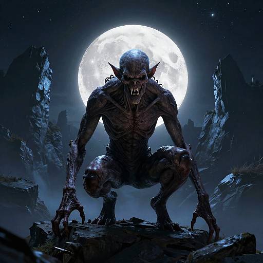 Ominous Moonlit Emaciated Creature
