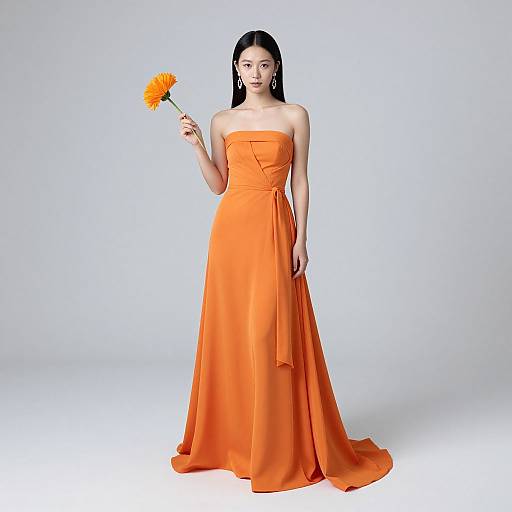 Elegant Orange Formal Gown Portrait