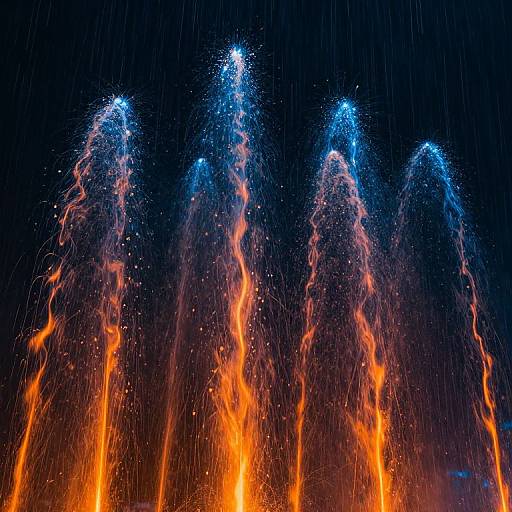 Synchronized Ascending Raindrops with Light Trails