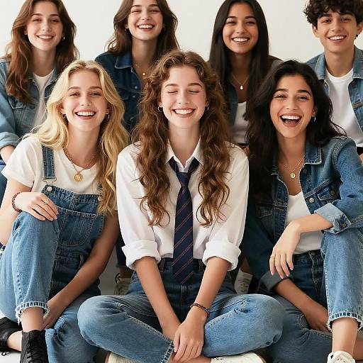 Realistic Group in Denim and Overalls