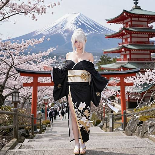 Photorealistic Blonde Kimono Warrior