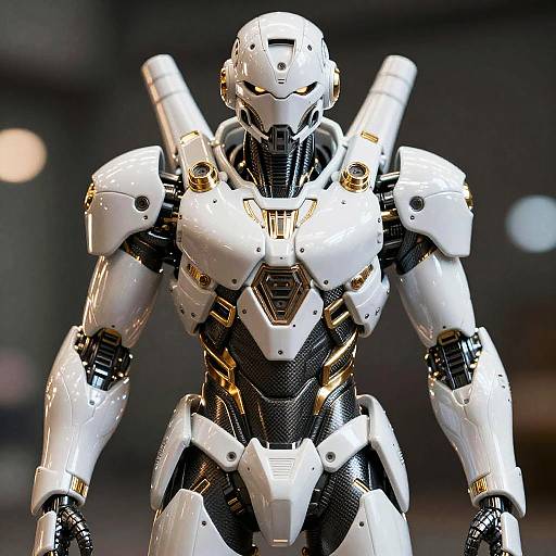 White Ceramic Mech Suit Gold Inlay