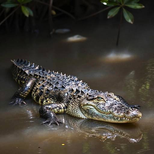 Imposing Saltwater Crocodile in Mangrove