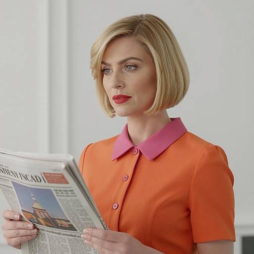 Stylish Woman in Bright Orange Dress