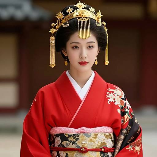 Asian Woman in Traditional Kimono