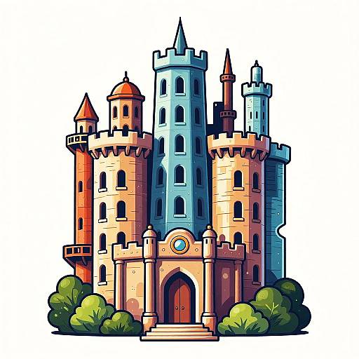 Vibrant Glass Castle Vector Poster