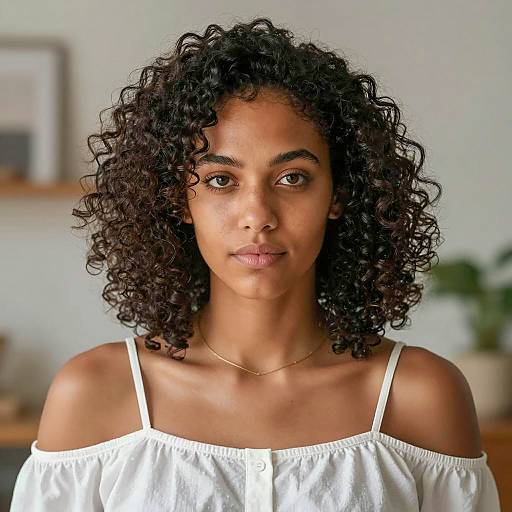 Portrait of Woman with Curly Hair