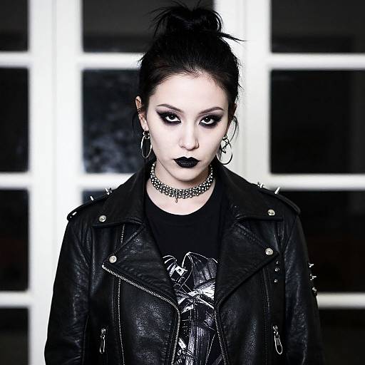 Goth Woman in Leather Jacket