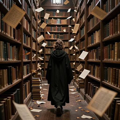 Wizard's Quest Through Labyrinthine Library