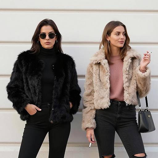 Stylish Women Against White Wall