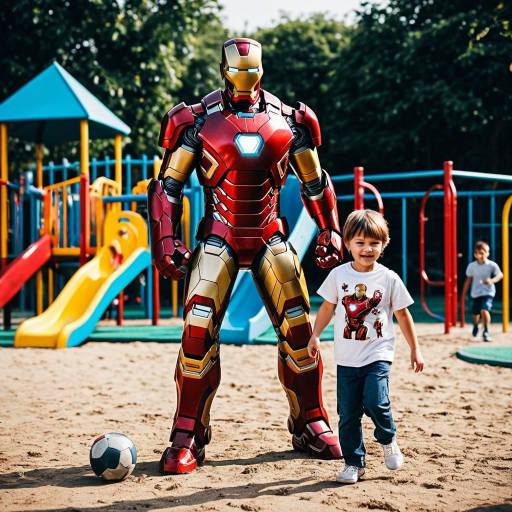 Iron Man and Child in Playground