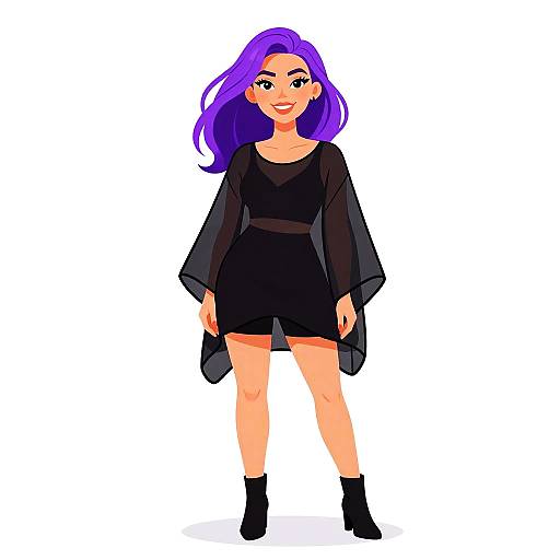 Smiling Woman in Sheer Tunic Outfit