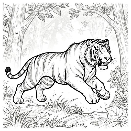 Dynamic Liger Mid-Leap Coloring Page