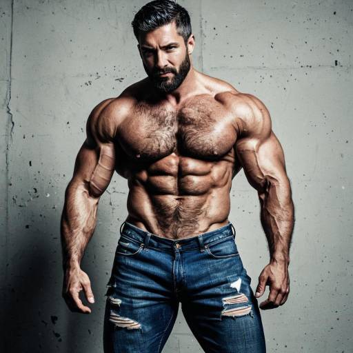 Muscular Male in Denim Attire