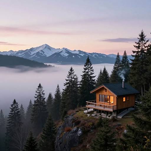 Cozy Mountaintop Cabin in Fog