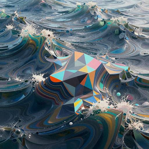 Surreal AI Landscape with Shifting Patterns