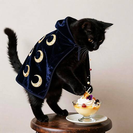 Surreal Cat Pouring Time Creme Brulee