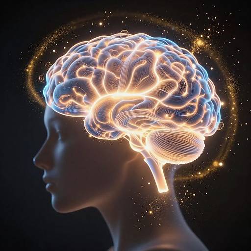 Luminous Brain with Glowing Neural Threads