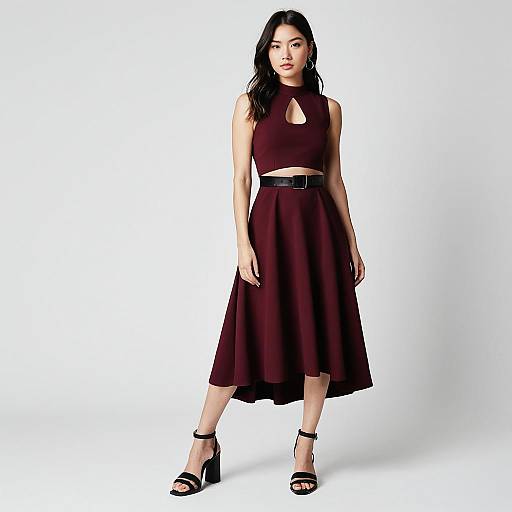 Contemporary Chic Burgundy Midi Dress