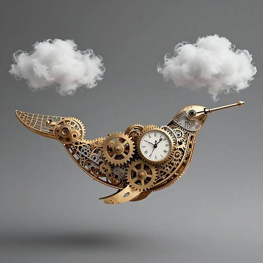 Clockwork Whale Navigating Sky