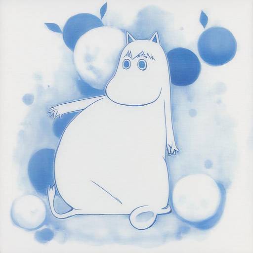 Illustration of Moomintroll, moomin in the style of Kobuichi