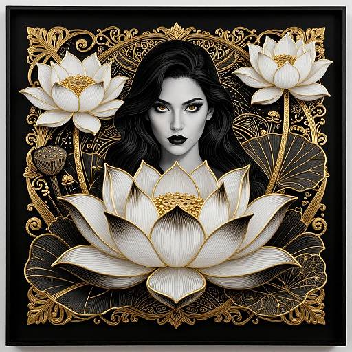 Black Lotus with Gold Detailing and Woman