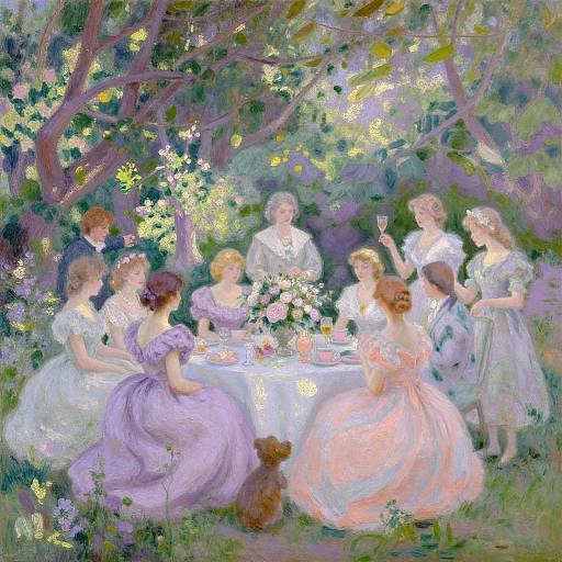 Impressionist Forest Gathering Scene