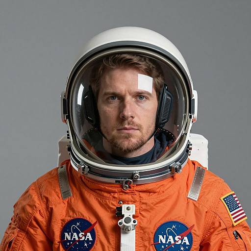 Realistic Male Astronaut in Orange Suit