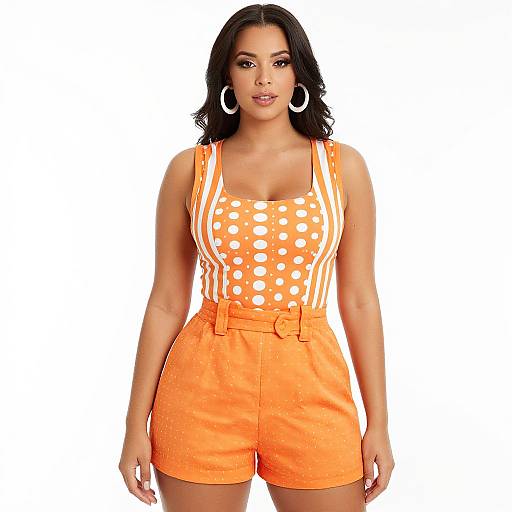 Retro Orange Polka Dot Romper