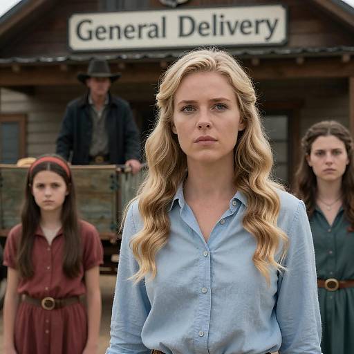 Rustic Western Scene with Diverse Characters