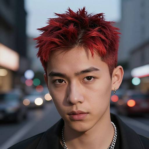 Red Frosted Tips Urban Portrait